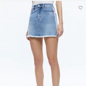 Alice + Olivia denim mini skirt with rhinestone stone trim. Size 32